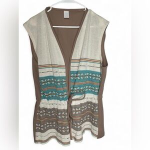 True Vintage 1970s Knit Tie Vest with Novelty XOXO Aztec Print